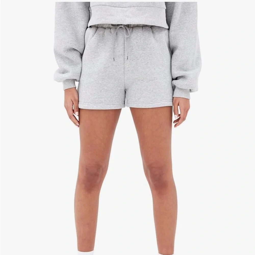 Cropped Crewneck Sweatshirt in Heather Gray - Picture 2 of 12